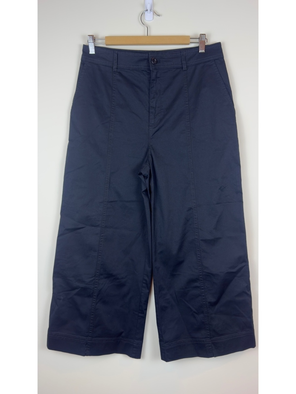Lauren Ralph Lauren Women’s Navy Cotton Stretch Wide Leg Crop Pants Size 10